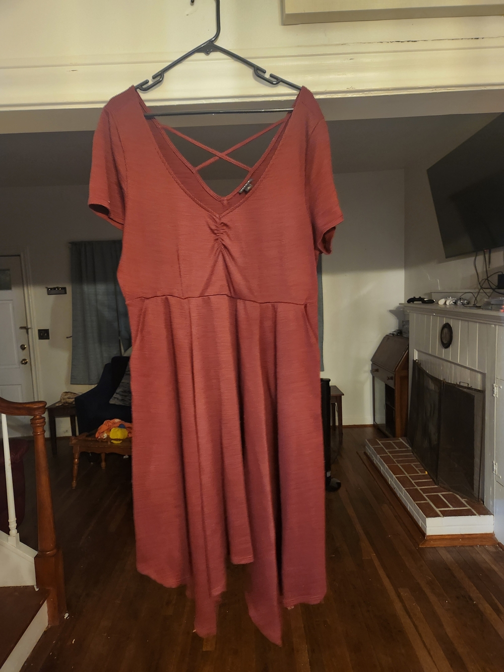 torrid Rust Short Sleeve Midi Dress with Crisscross Back